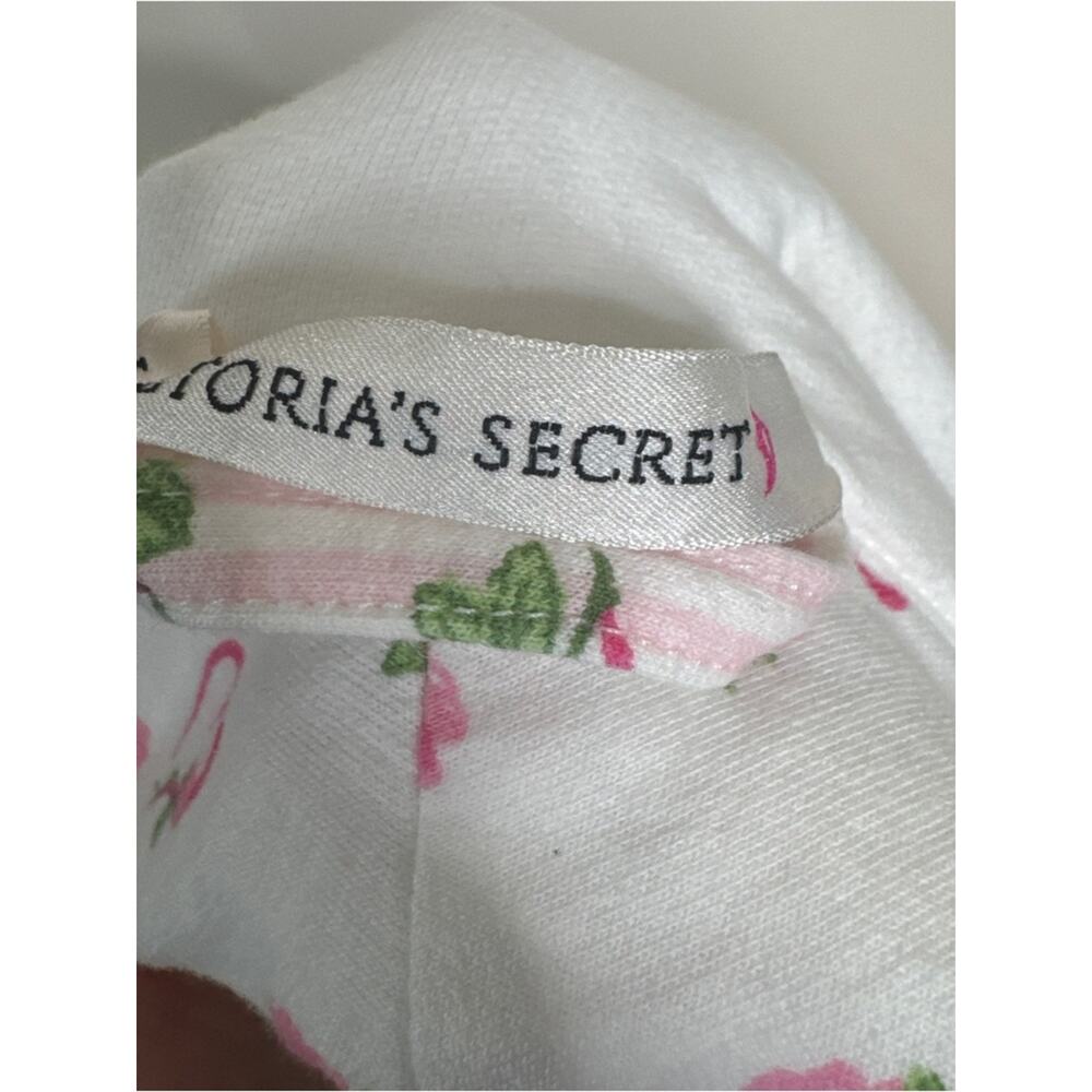 Victoria’s Secret Floral Heart Striped Print Robe Cotton White Pink Size XS/S - Picture 7 of 8